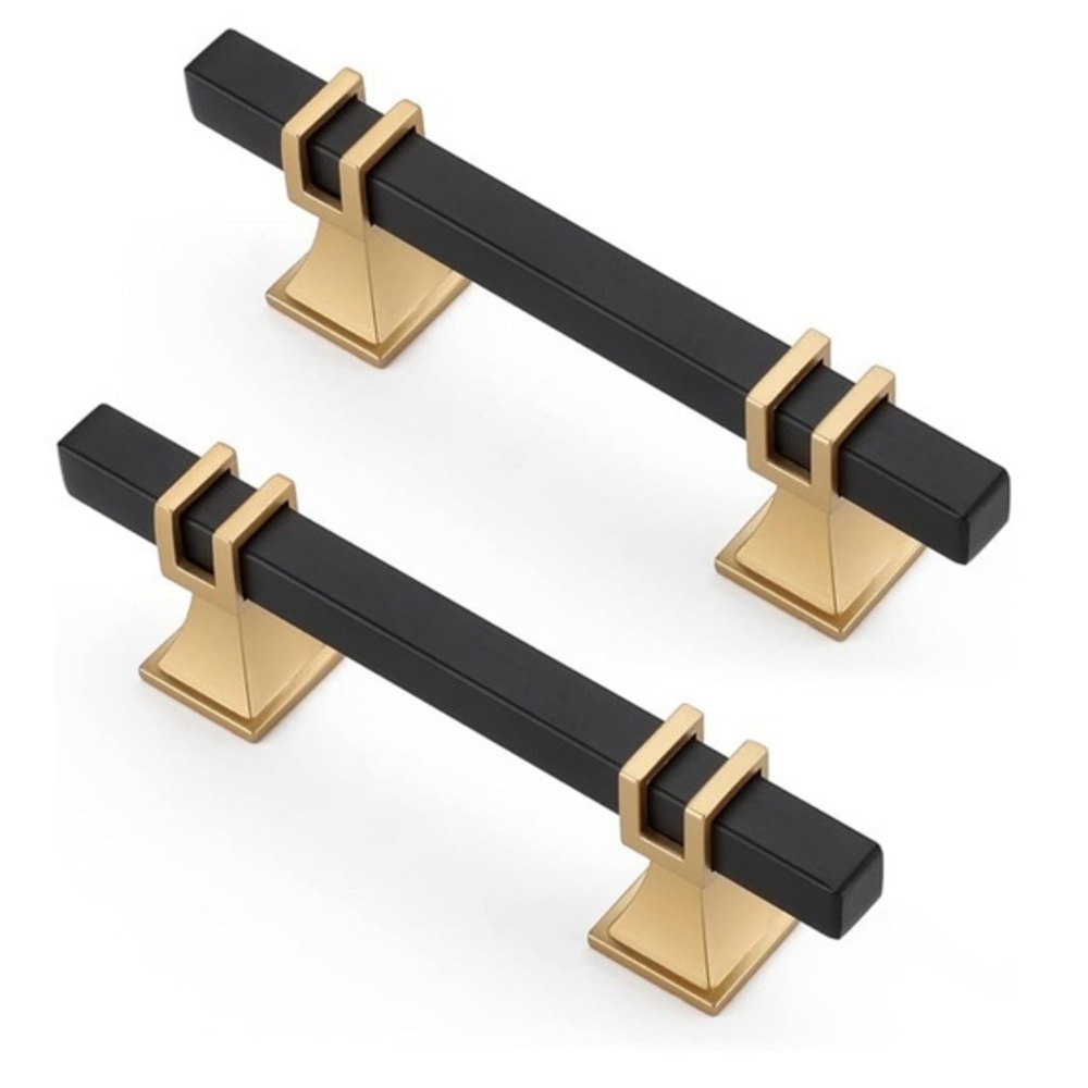 Lepatape 10 Pack 3” Black & Gold Cabinet Pulls - Modern Kitchen Cabinet Hardware